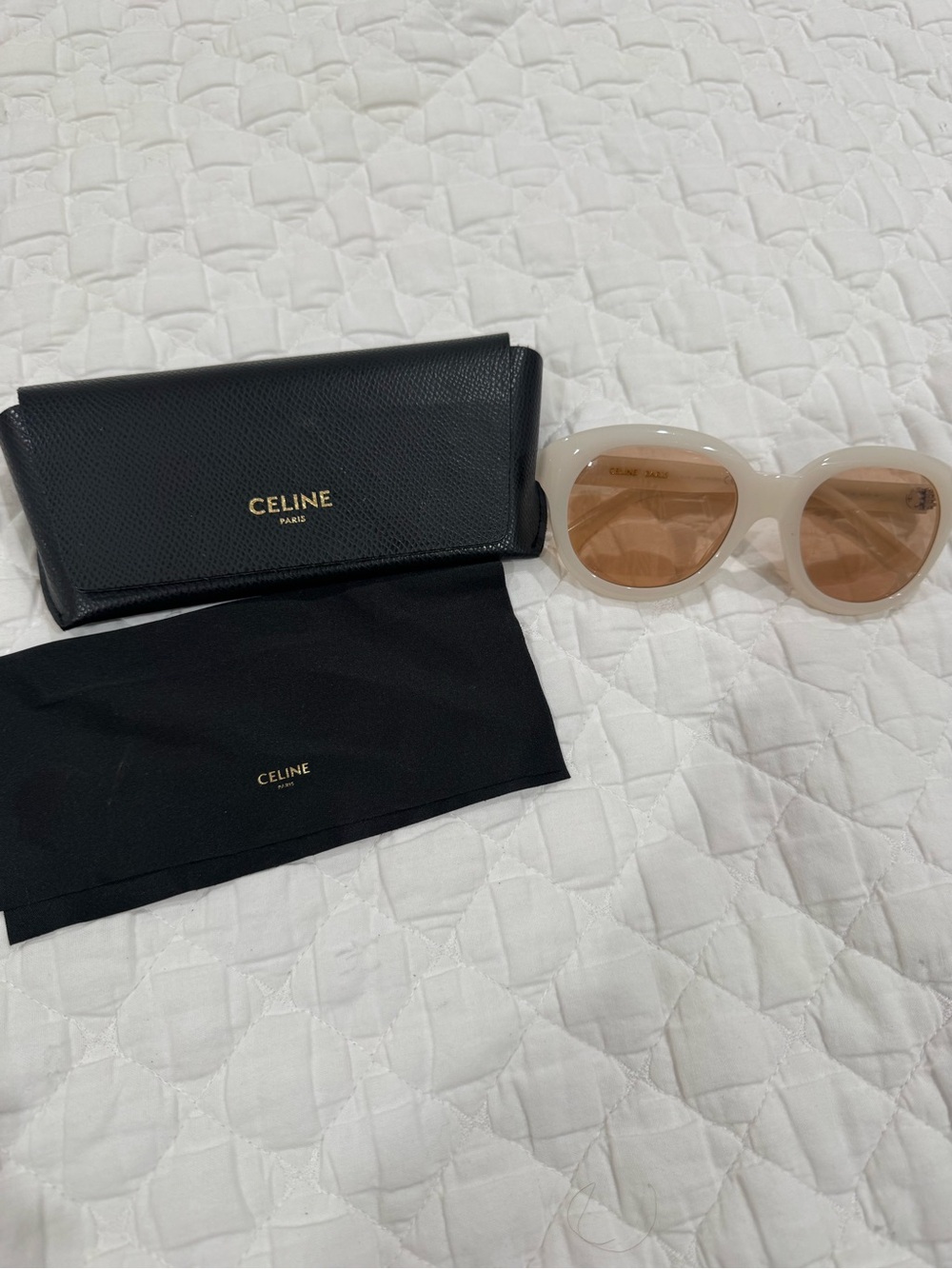 Celine Women's Cream Round Sunglasses with light Lenses